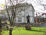 "Statue of Alfred Krupp by the side entrance of the family home Villa Huegel"