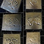 "Famous stars' hand prints on the pavements of Cannes"