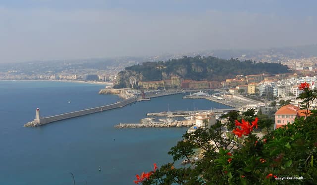 View of Nice port from a French Riviera walk to Mont Boron