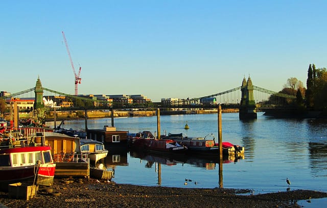 The Hammersmith Bridge of London "The Hammersmith Bridge of London seen from afar"
