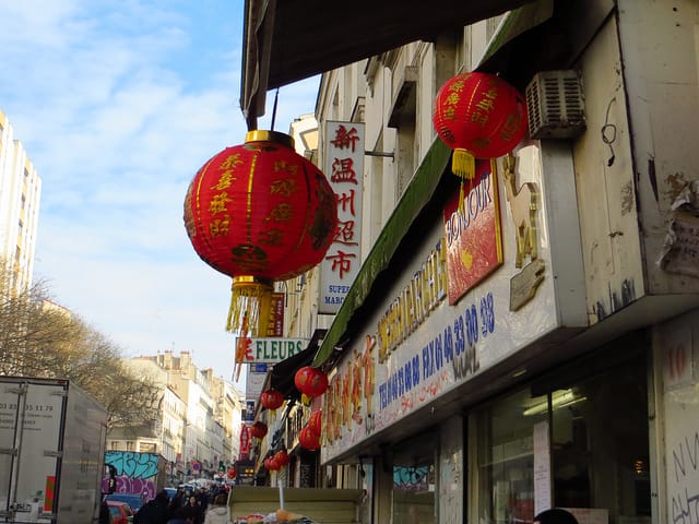 A Paris urban walk in the Belleville of Edith Piaf with its Chinese shops and restaurants"