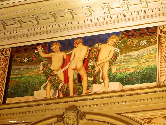 "frescoes on the walls inside a building in Montecatini Terme"